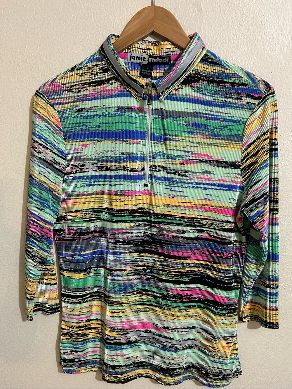 Jamie Sadock Womens Multi-Color Zip Polo Size Large